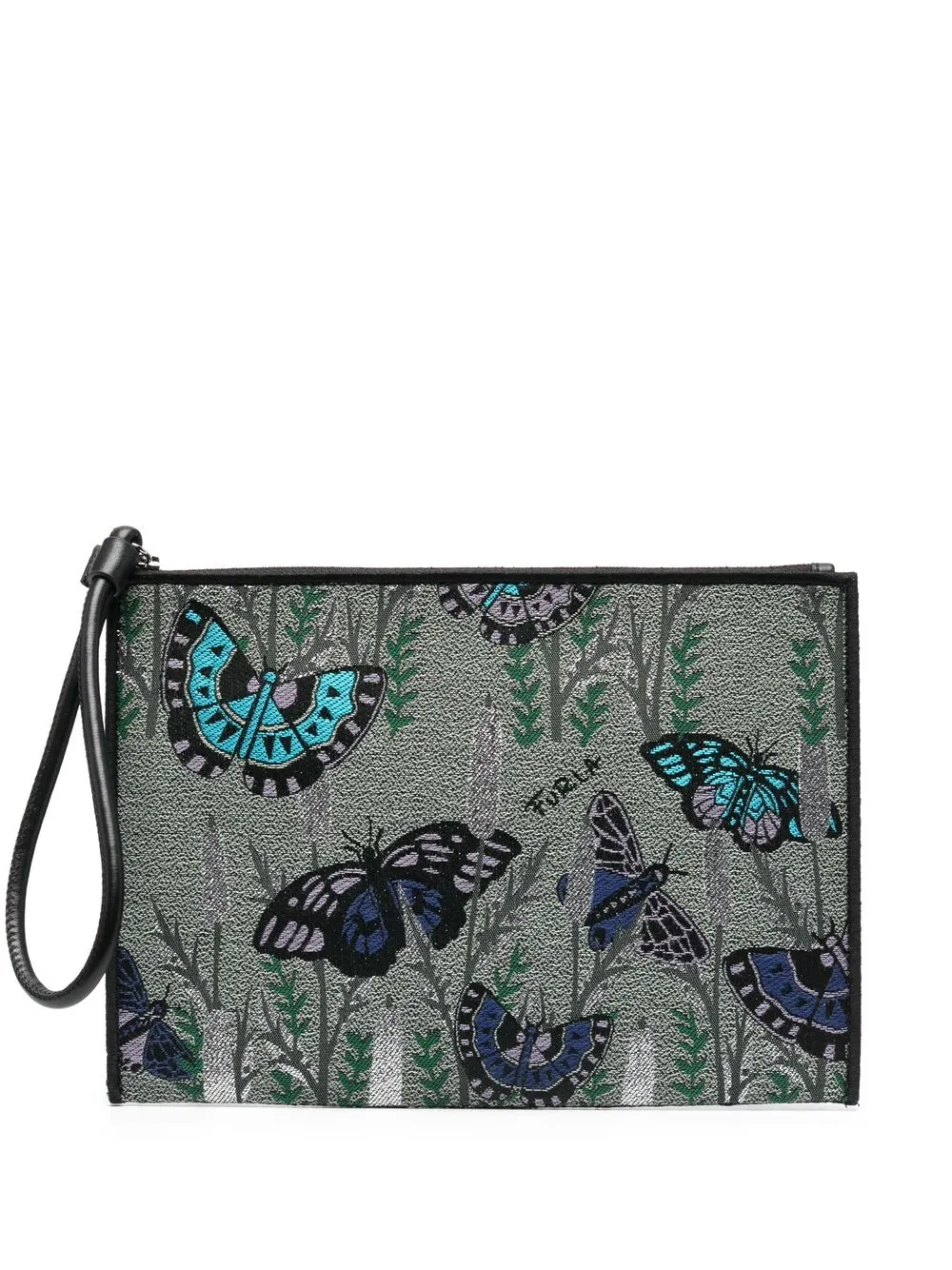 

Furla embroidered- butterfly clutch - Green