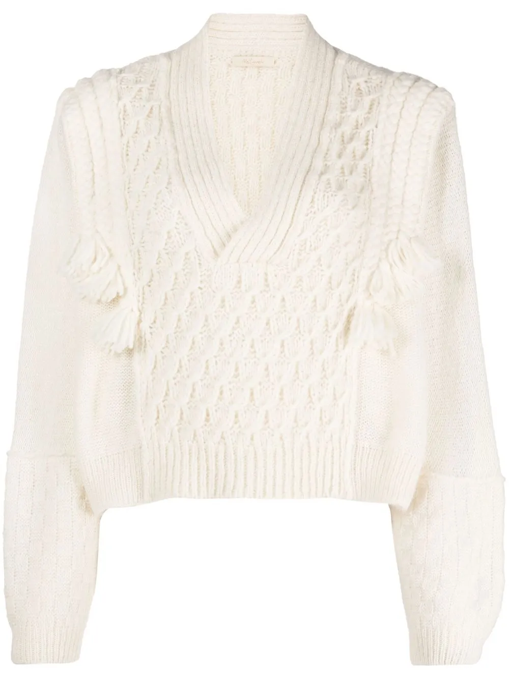 

Mes Demoiselles cable-knit V-neck jumper - White