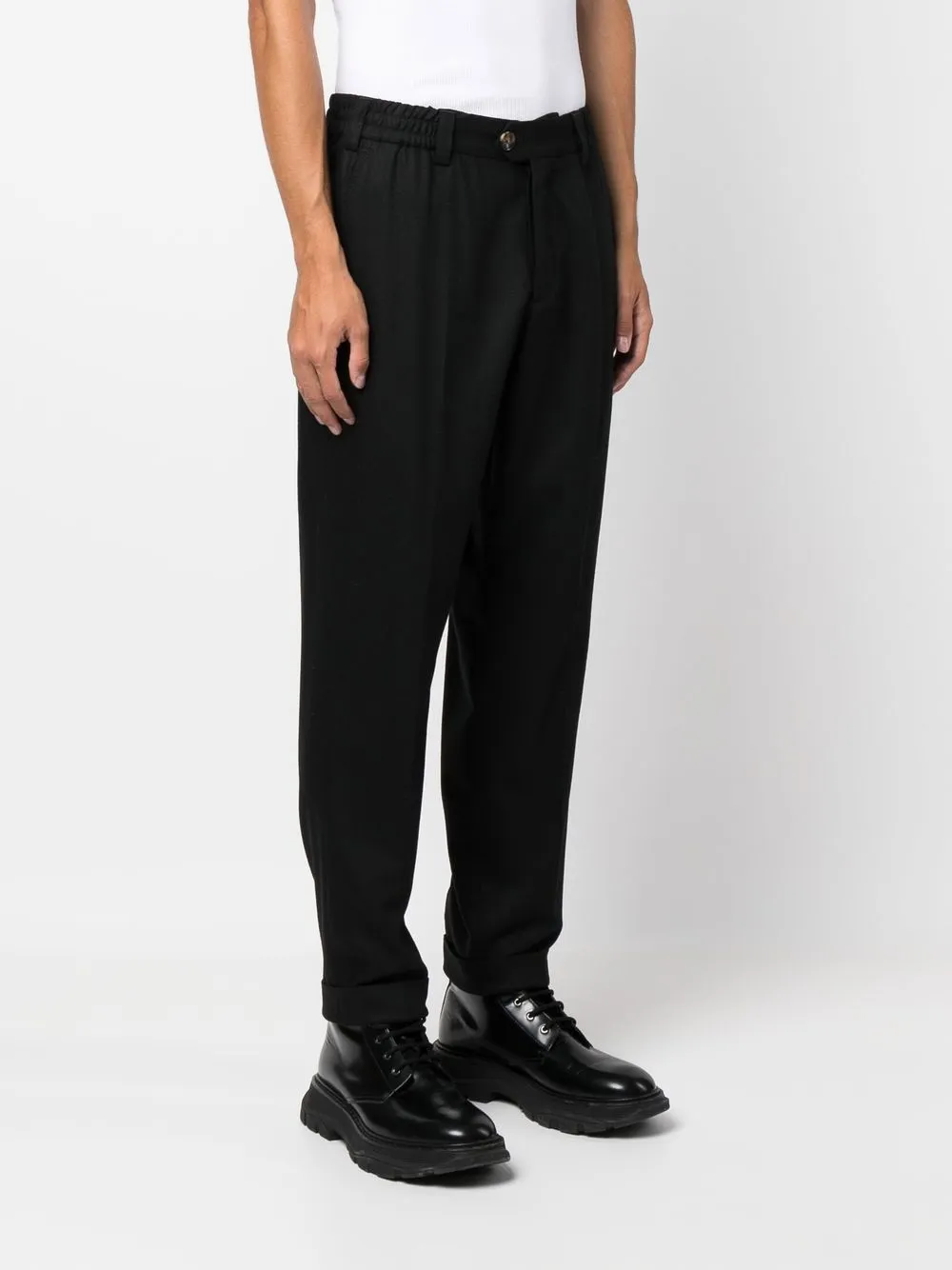 Shop Pt Torino Straight-leg Tailored Trousers In Black