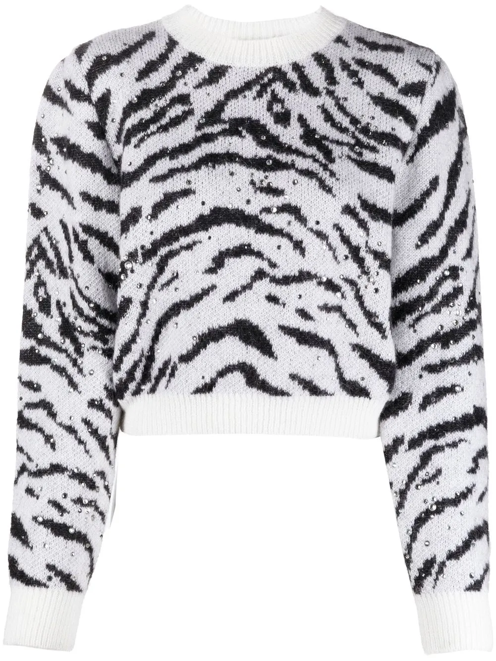 

Alessandra Rich zebra intarsia knitted sweater - White