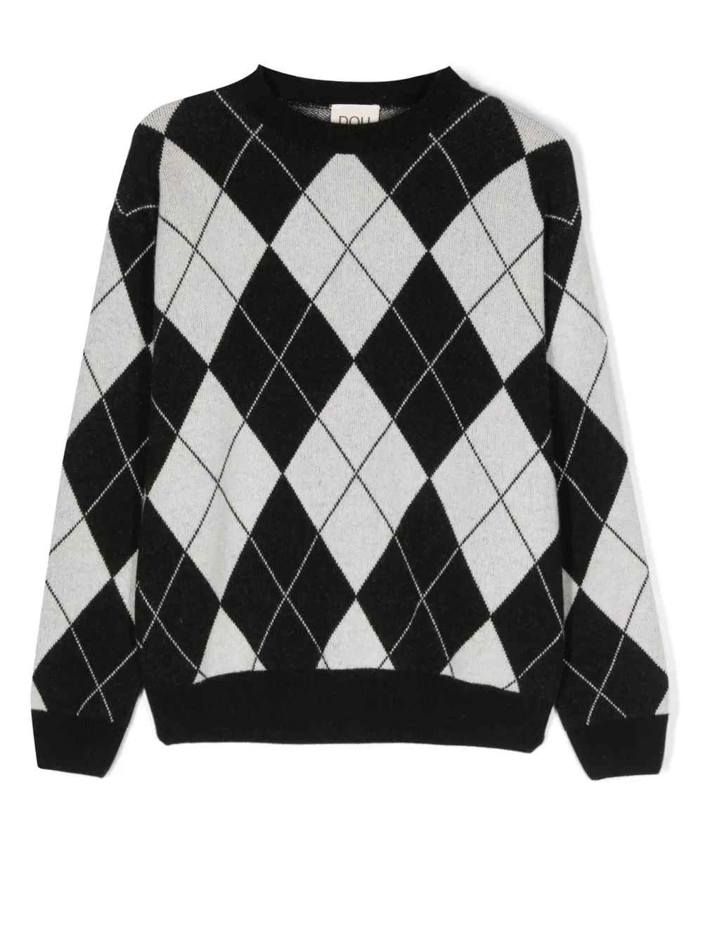 

Douuod Kids argyle-pattern crew-neck jumper - Black