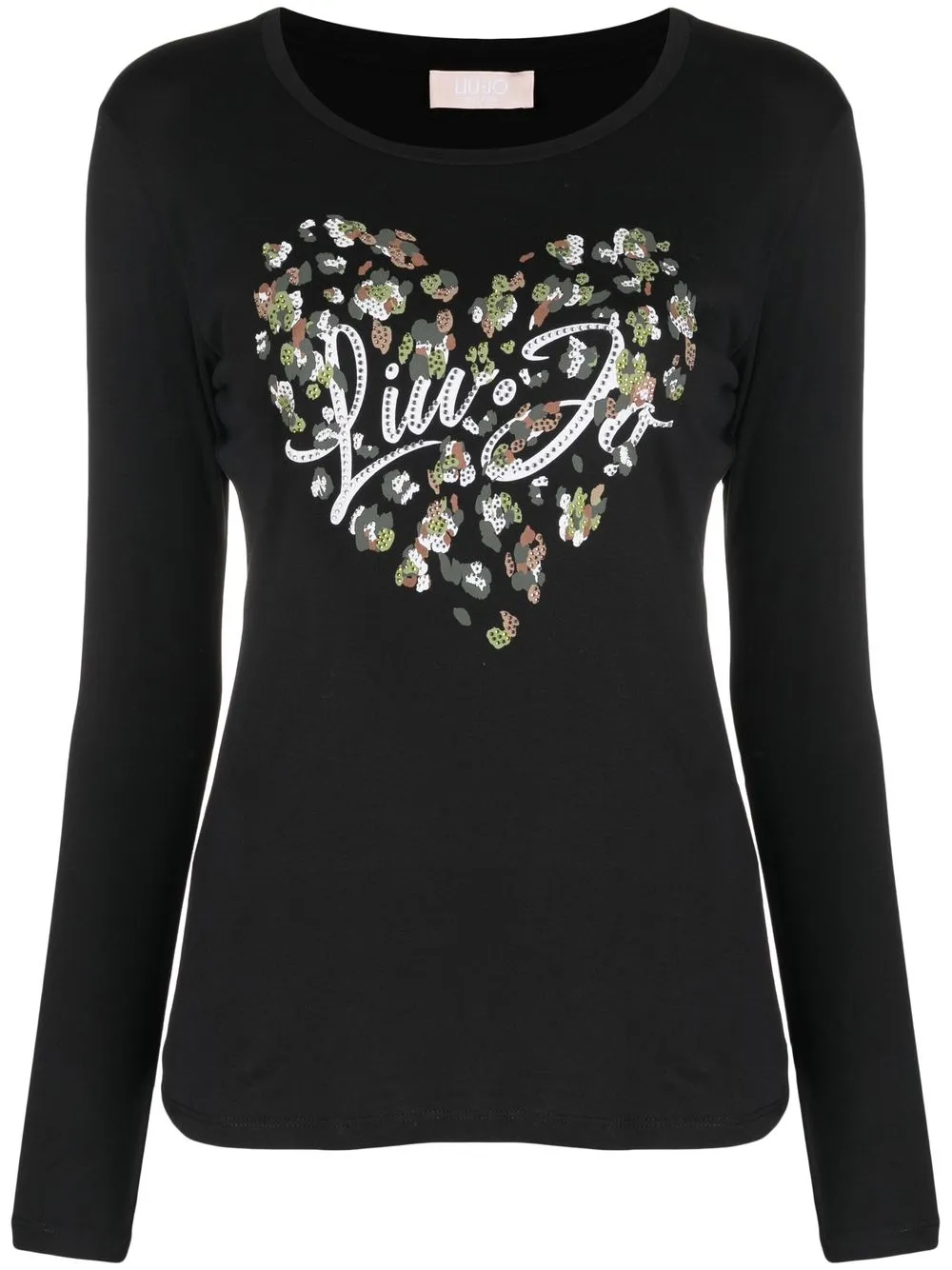 

LIU JO sequin-detail logo-print top - Black