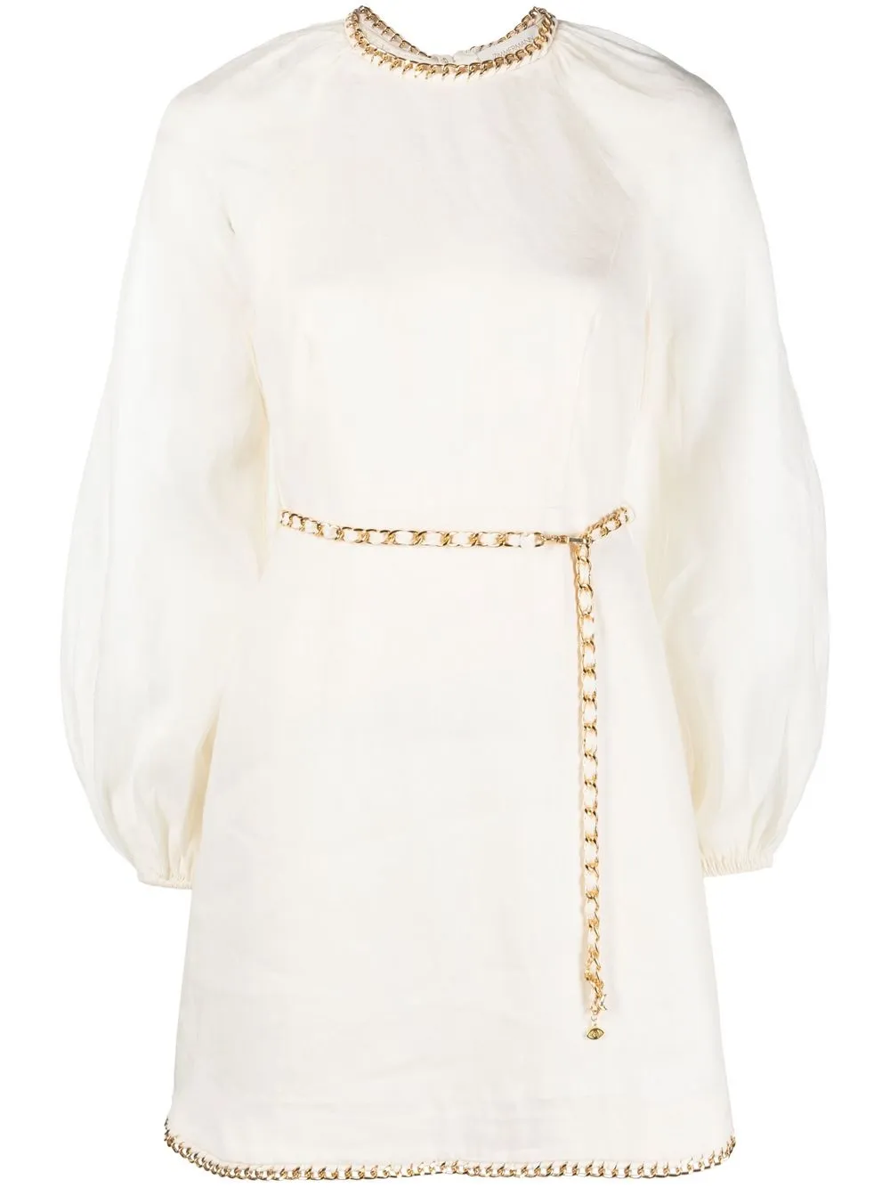 

ZIMMERMANN Rouleau chain-trim mini dress - White