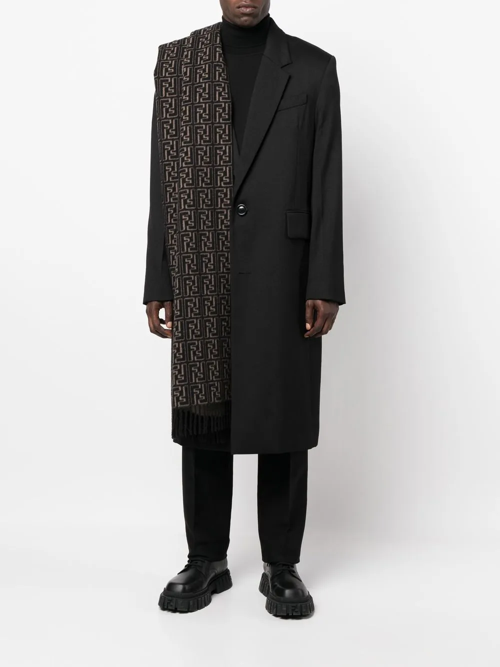  Fendi Schal Mit Logo Print   Schwarz 