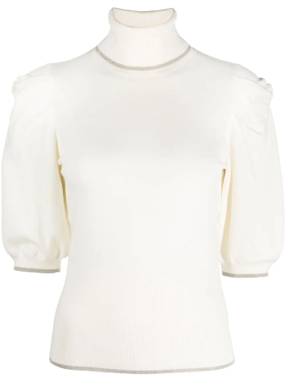 

LIU JO metallic-threading puff-sleeve top - White