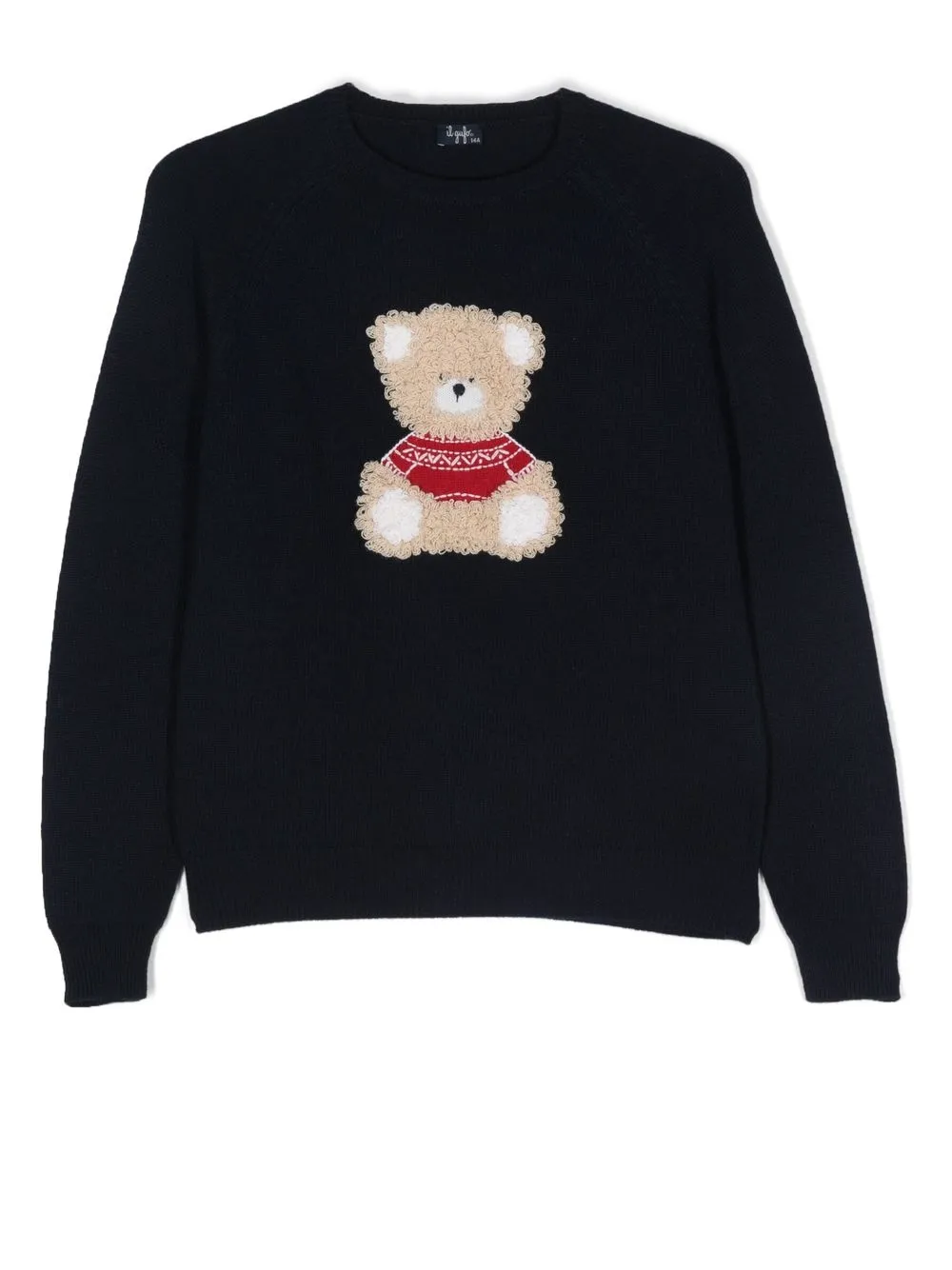 

Il Gufo teddy-embroidered virgin wool jumper - Blue