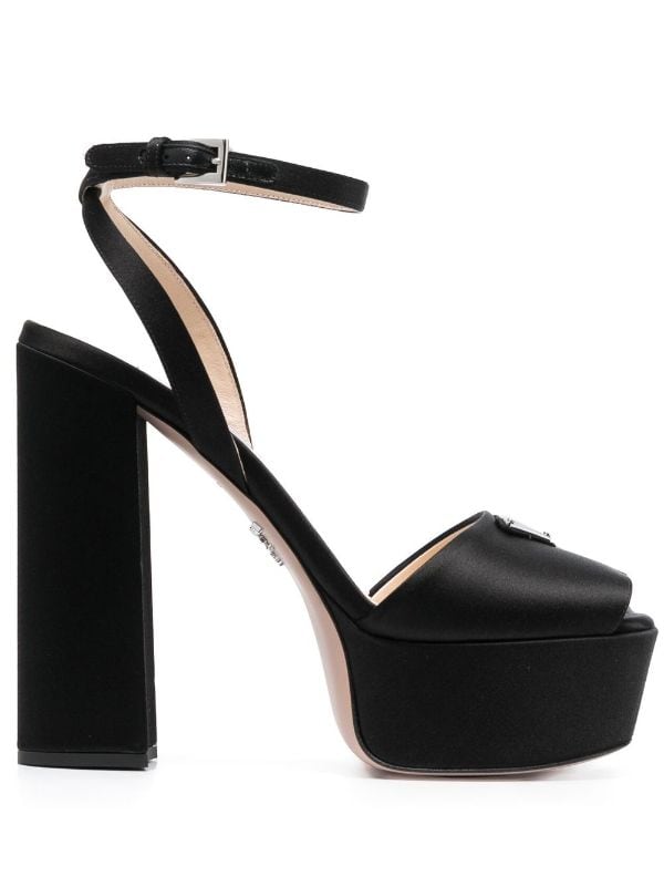 Prada Logo Plaque Satin Platform Sandals - Farfetch