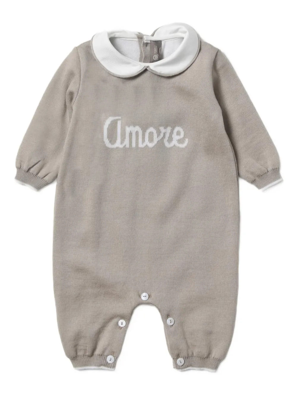 Little Bear long-sleeve collared romper | Neutrals | Image 1