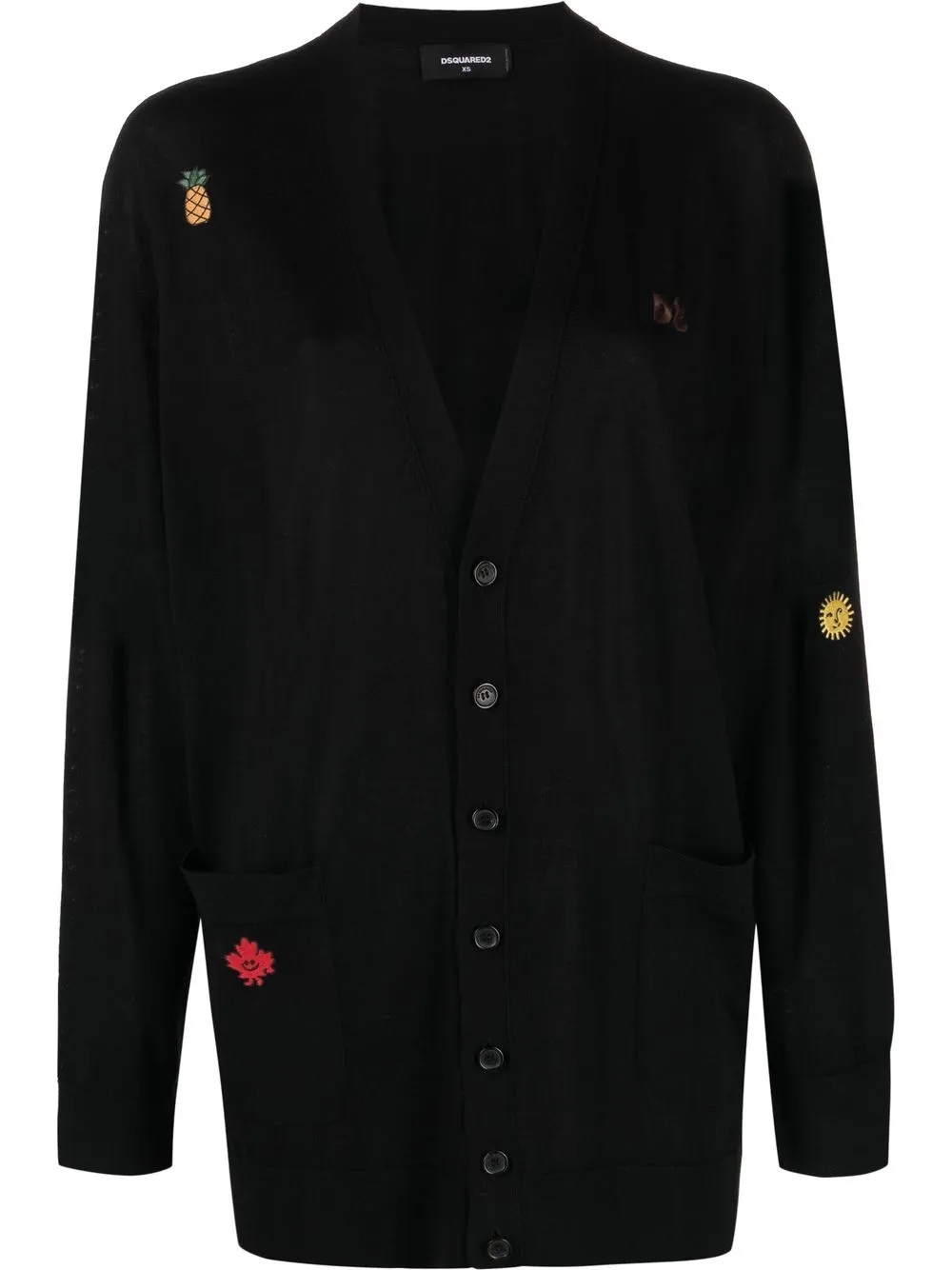 

Dsquared2 patch-detail knitted cardigan - Black