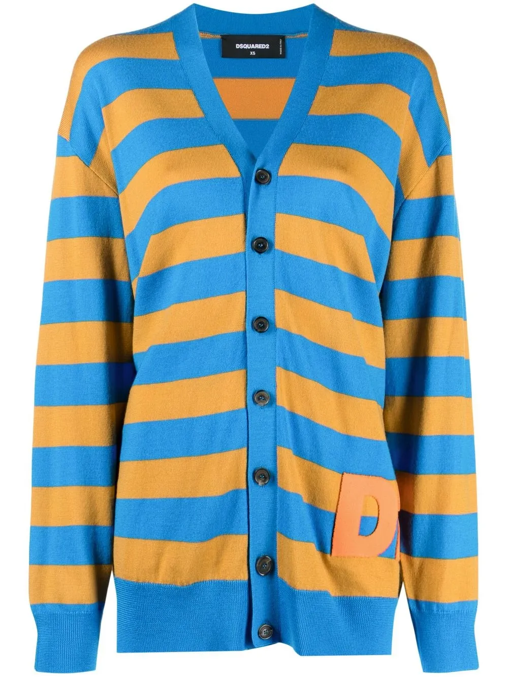 

Dsquared2 horizontal-stripe button-fastening cardigan - Blue