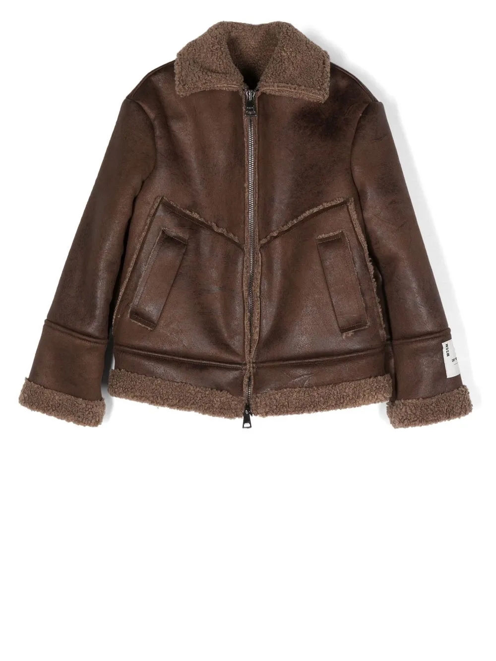 

MSGM Kids faux-leather bomber jacket - Brown