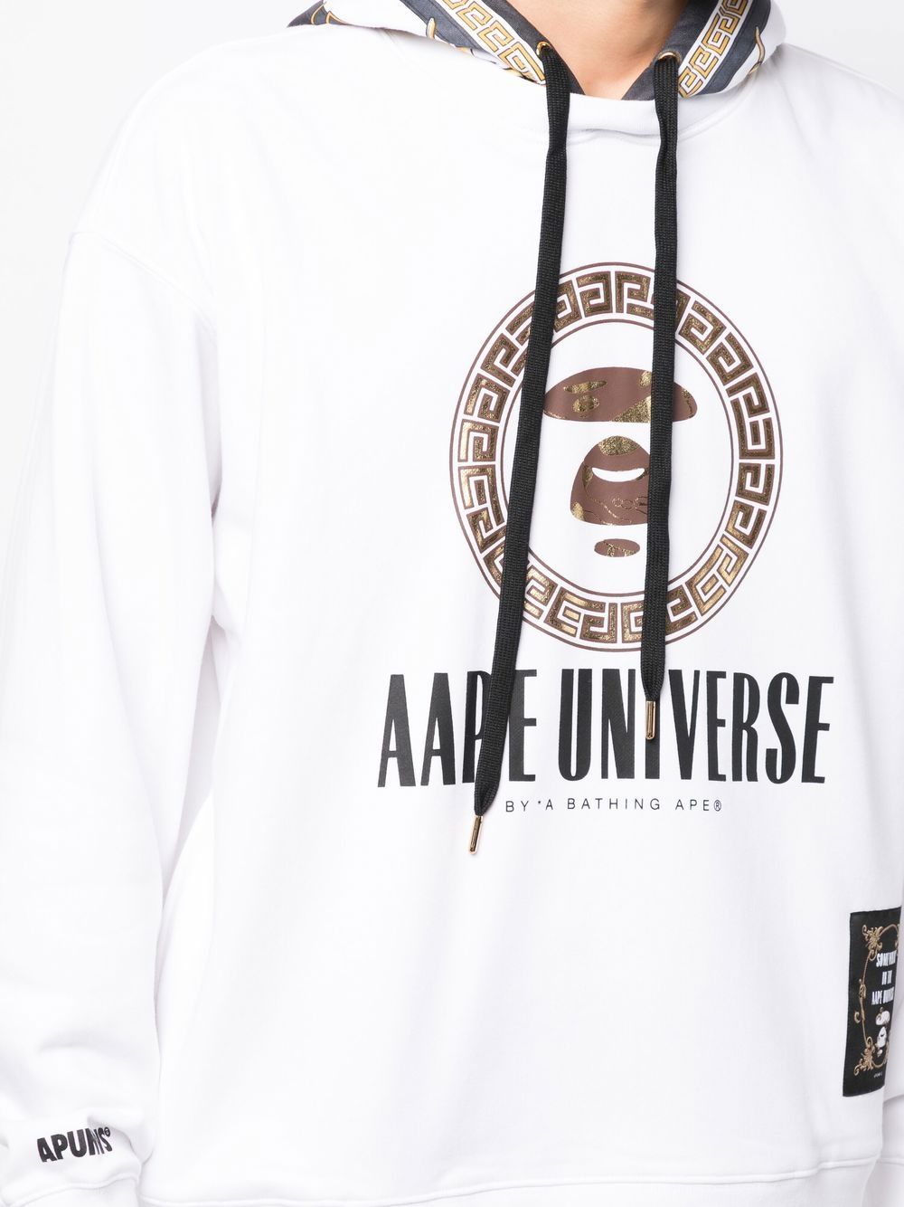 Shop Aape By A Bathing Ape Metallic Logo-print Hoodie In Weiss