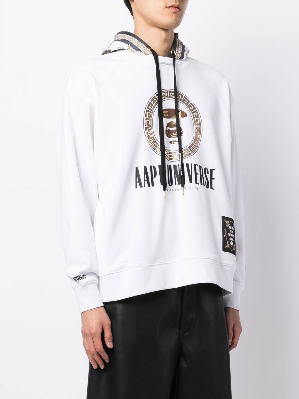 Shop Aape By A Bathing Ape Metallic Logo-print Hoodie In Weiss