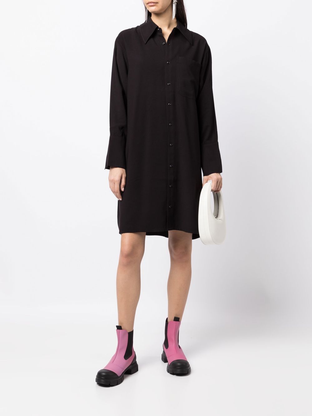 izzue Button-up blousejurk - Zwart