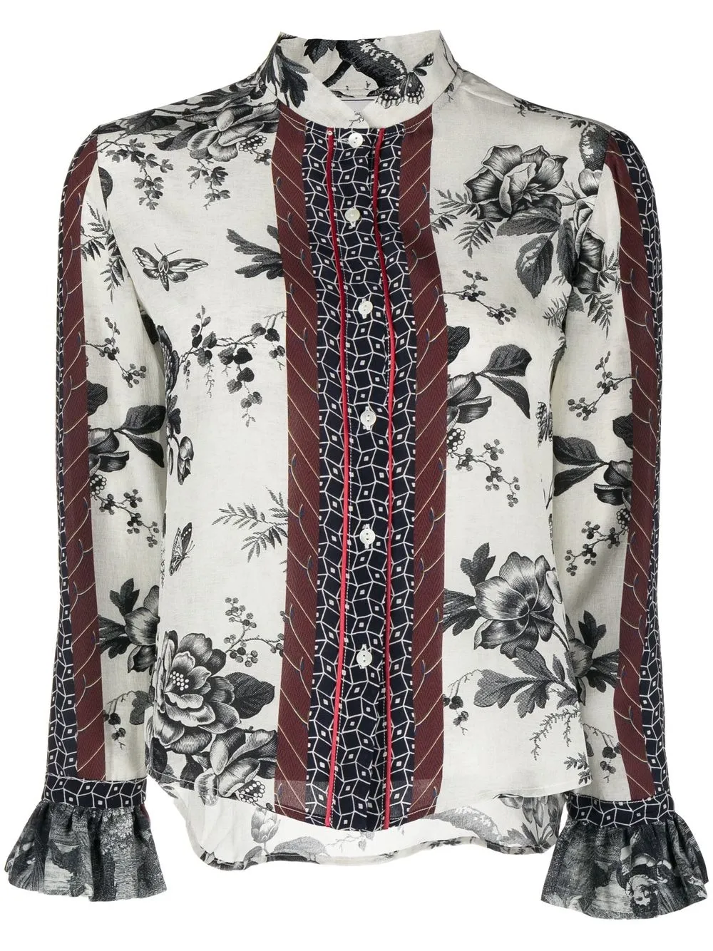

Pierre-Louis Mascia floral-print button-up silk shirt - Grey