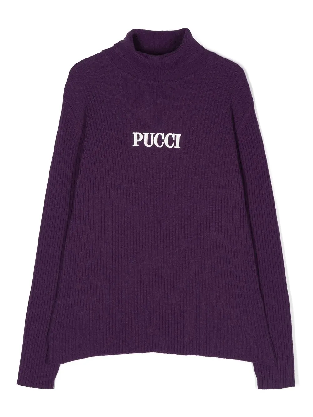 

PUCCI Junior embroidered-logo roll-neck jumper - Purple