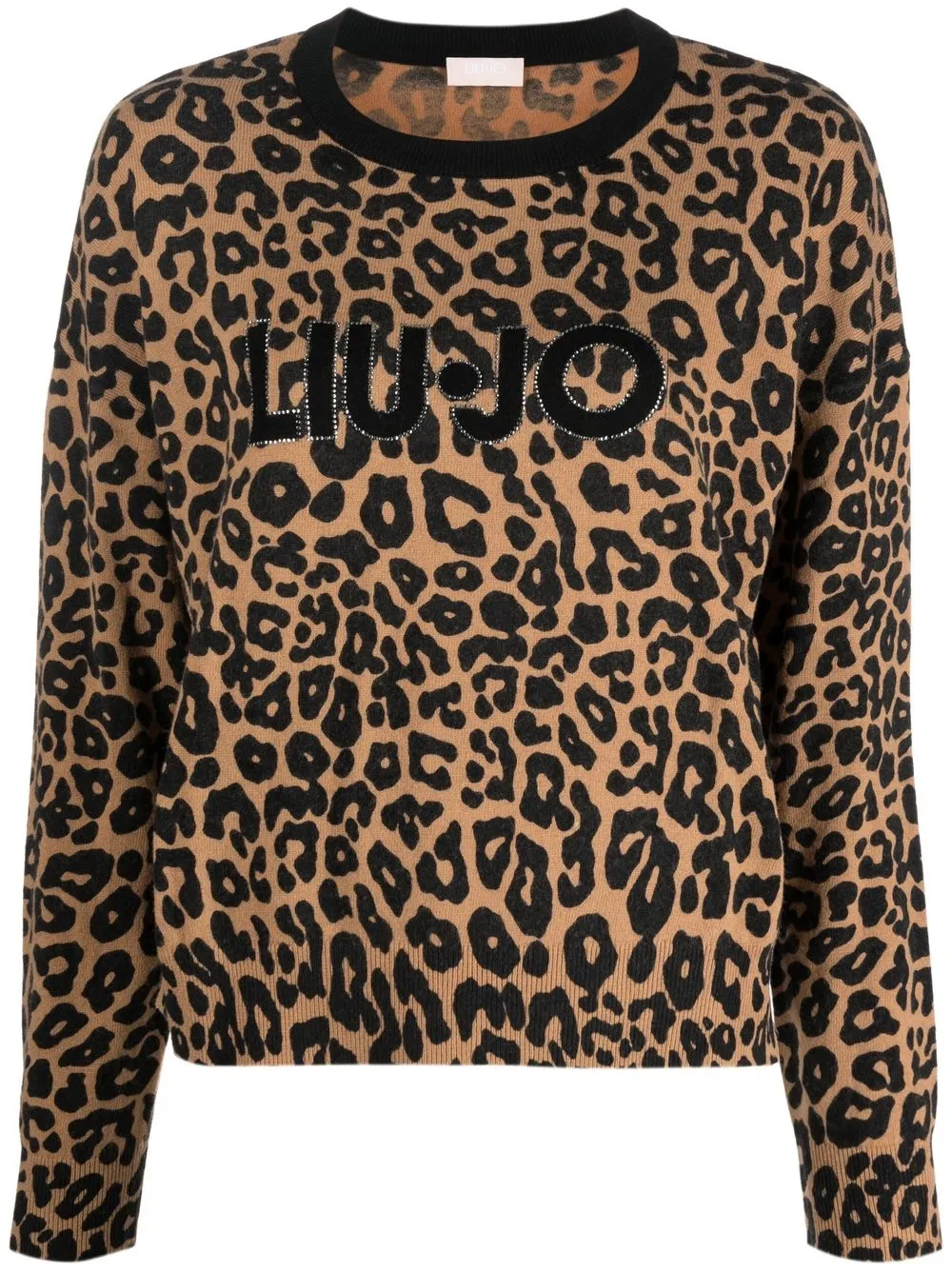 

LIU JO leopard-print logo-patch sweatshirt - Brown