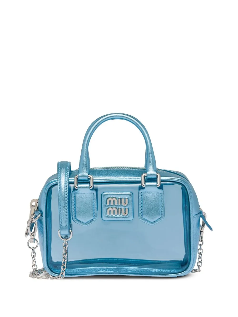 

Miu Miu metallic-effect transparent mini bag - Blue