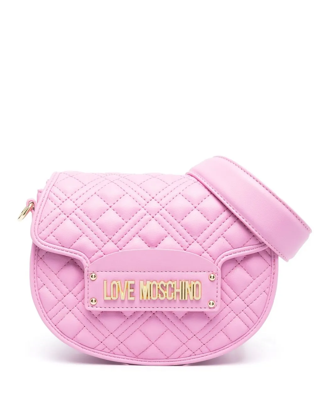 

Love Moschino logo-plaque quilted satchel bag - Purple