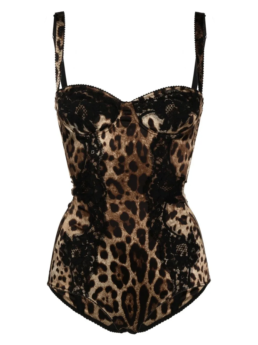 

Dolce & Gabbana lace-embellished leopard bodysuit - Brown