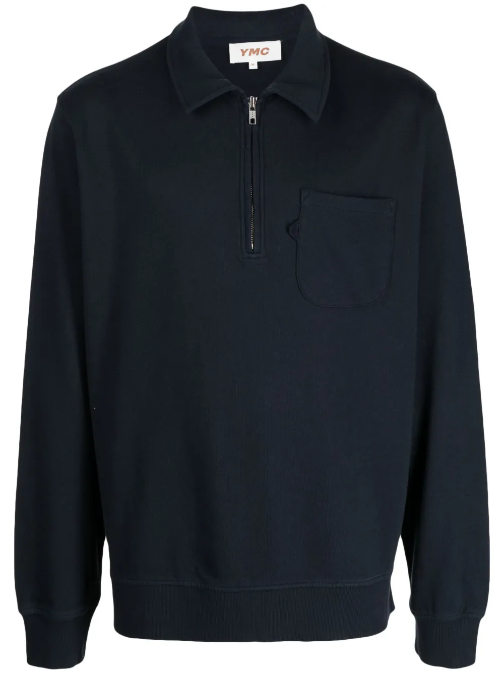 YMC Sugden half-zip fastening polo shirt | Blue | Image 1