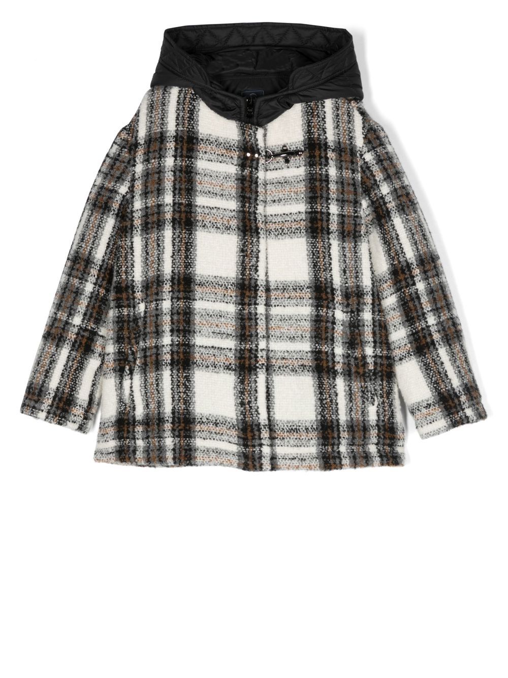 

Fay Kids check-pattern hooded jacket - Neutrals