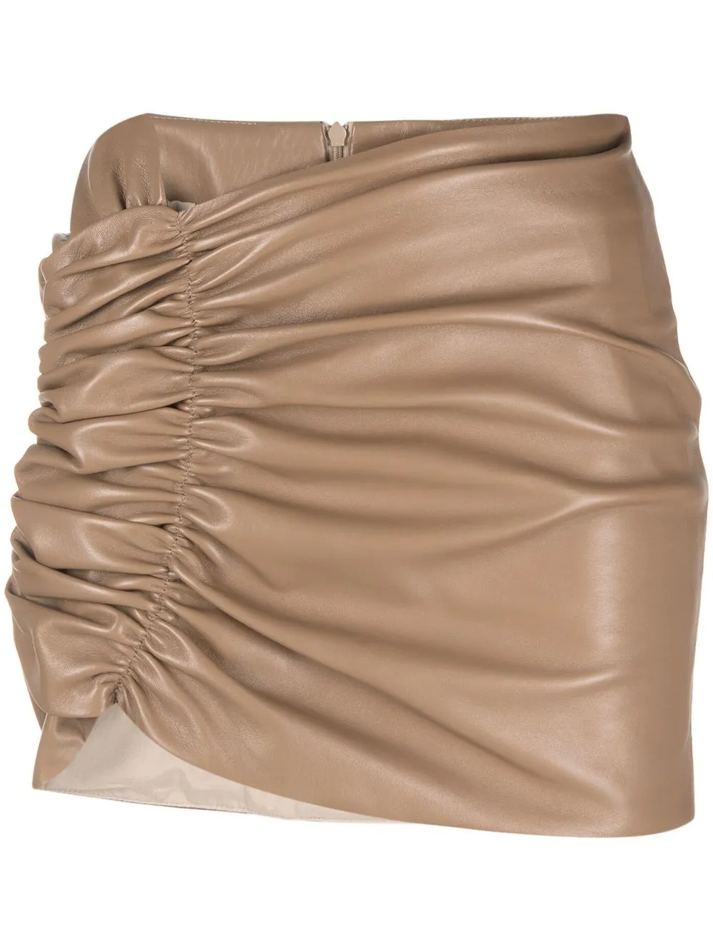 

The Mannei ruched leather mini skirt - Neutrals