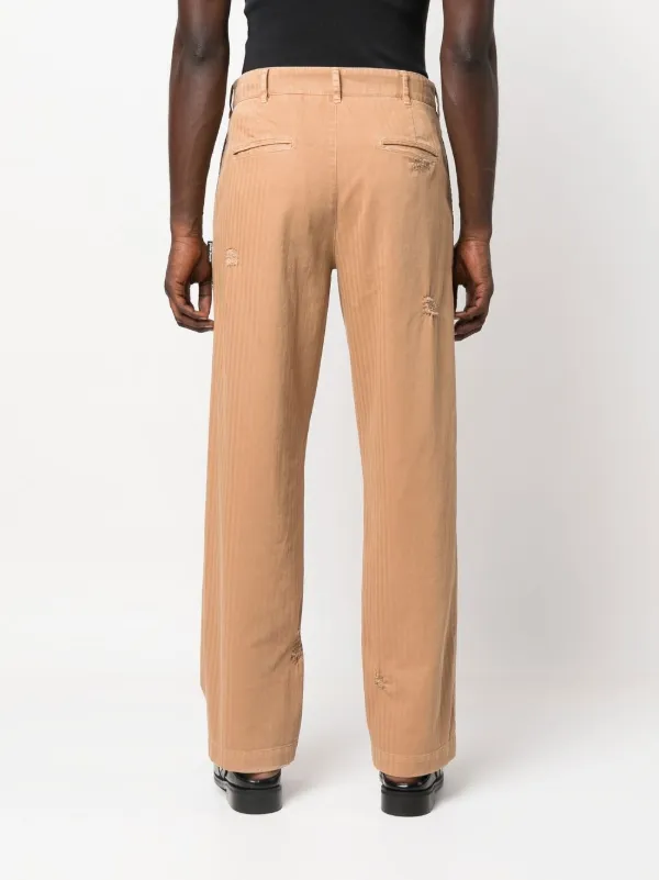 Palm Angels ripped-detail straight-leg Trousers Neutrals