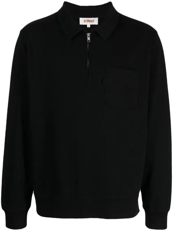 YMC Earth Sugden short zip Sweatshirt Black FARFETCH AO