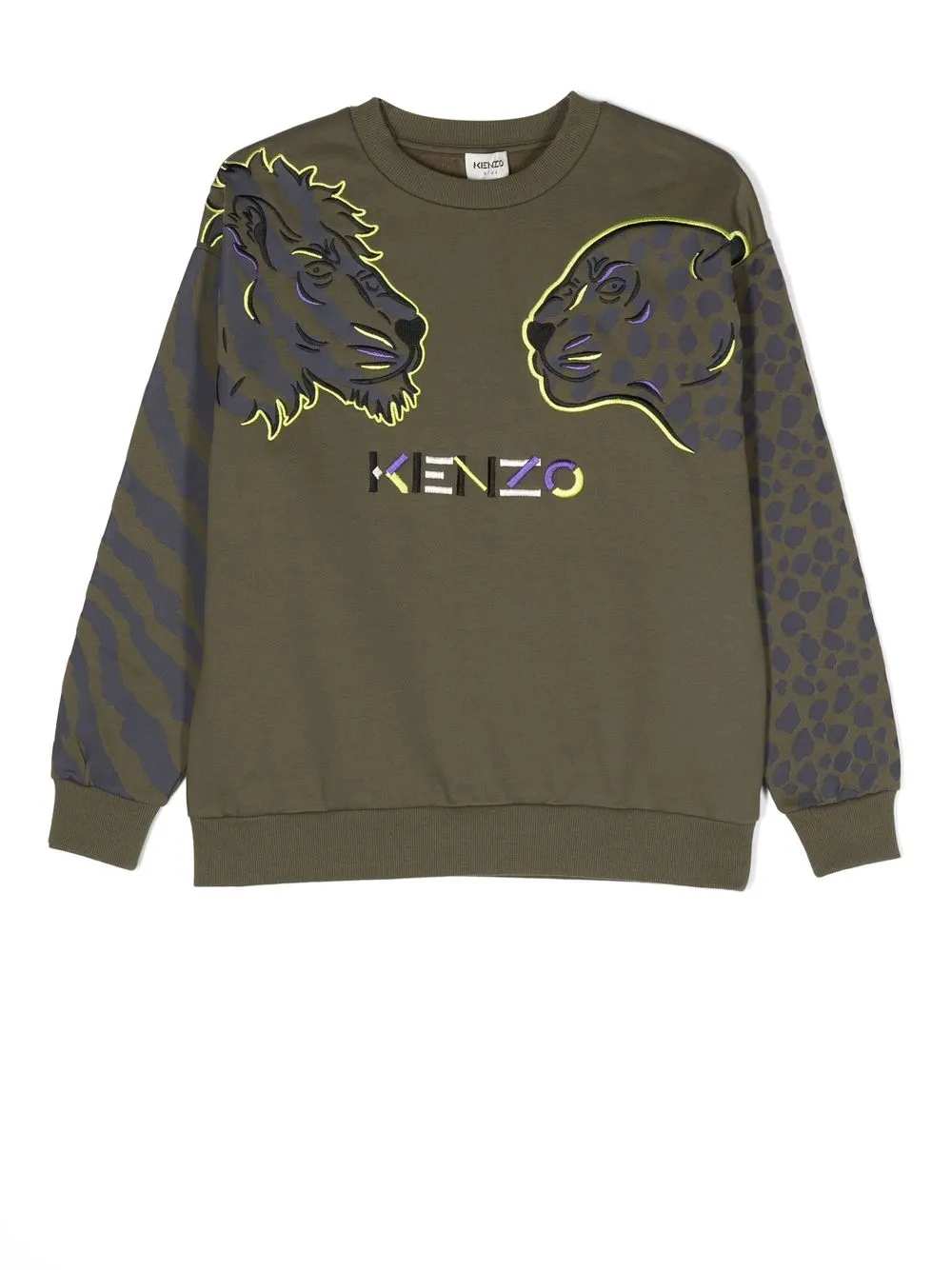 

Kenzo Kids sudadera con logo bordado y animal print - Verde