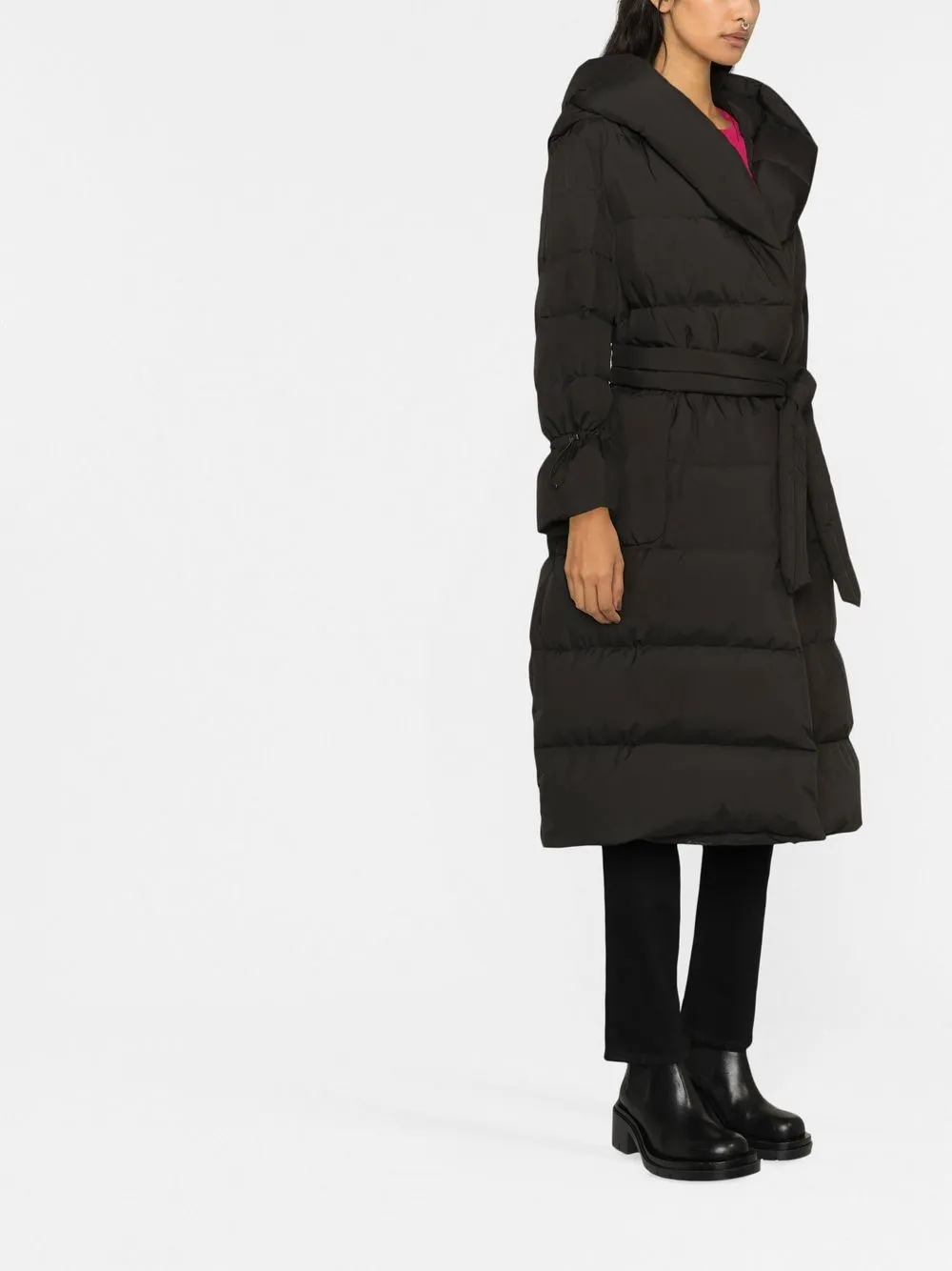Moorer Hooded Feather Down Coat In Schwarz