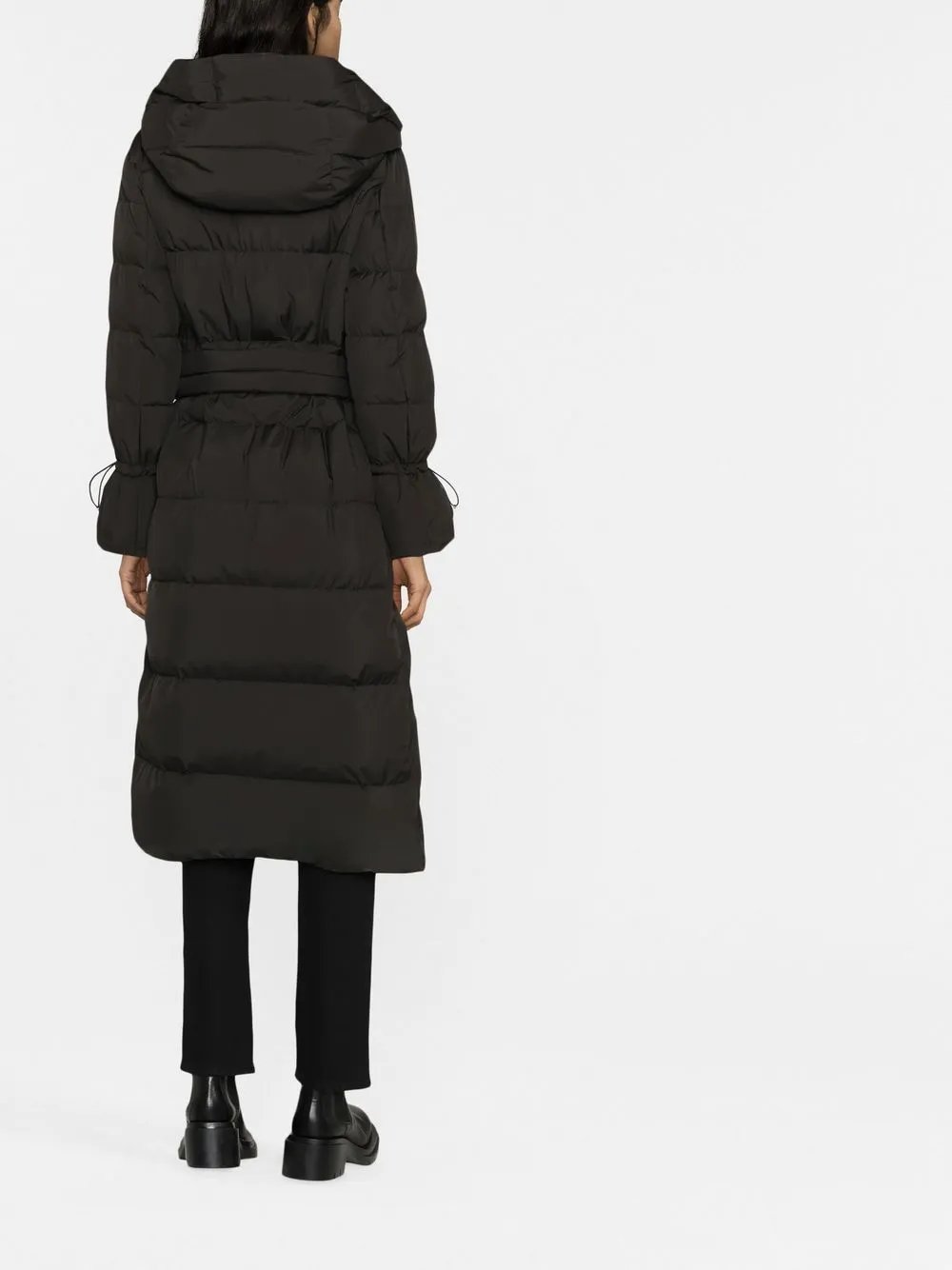 Moorer Hooded Feather Down Coat In Schwarz