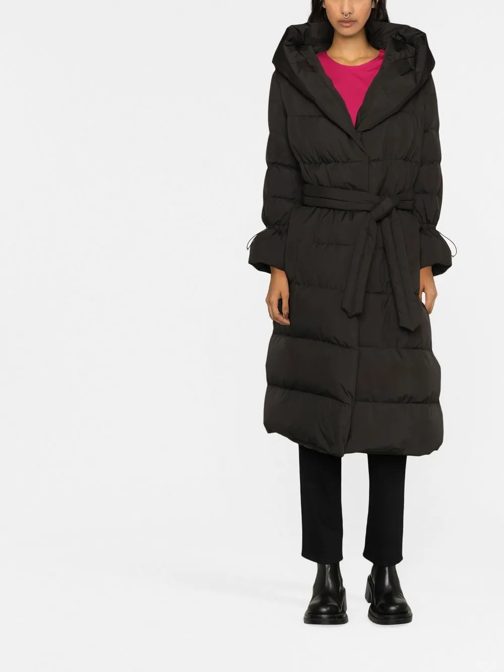 Moorer Hooded Feather Down Coat In Schwarz