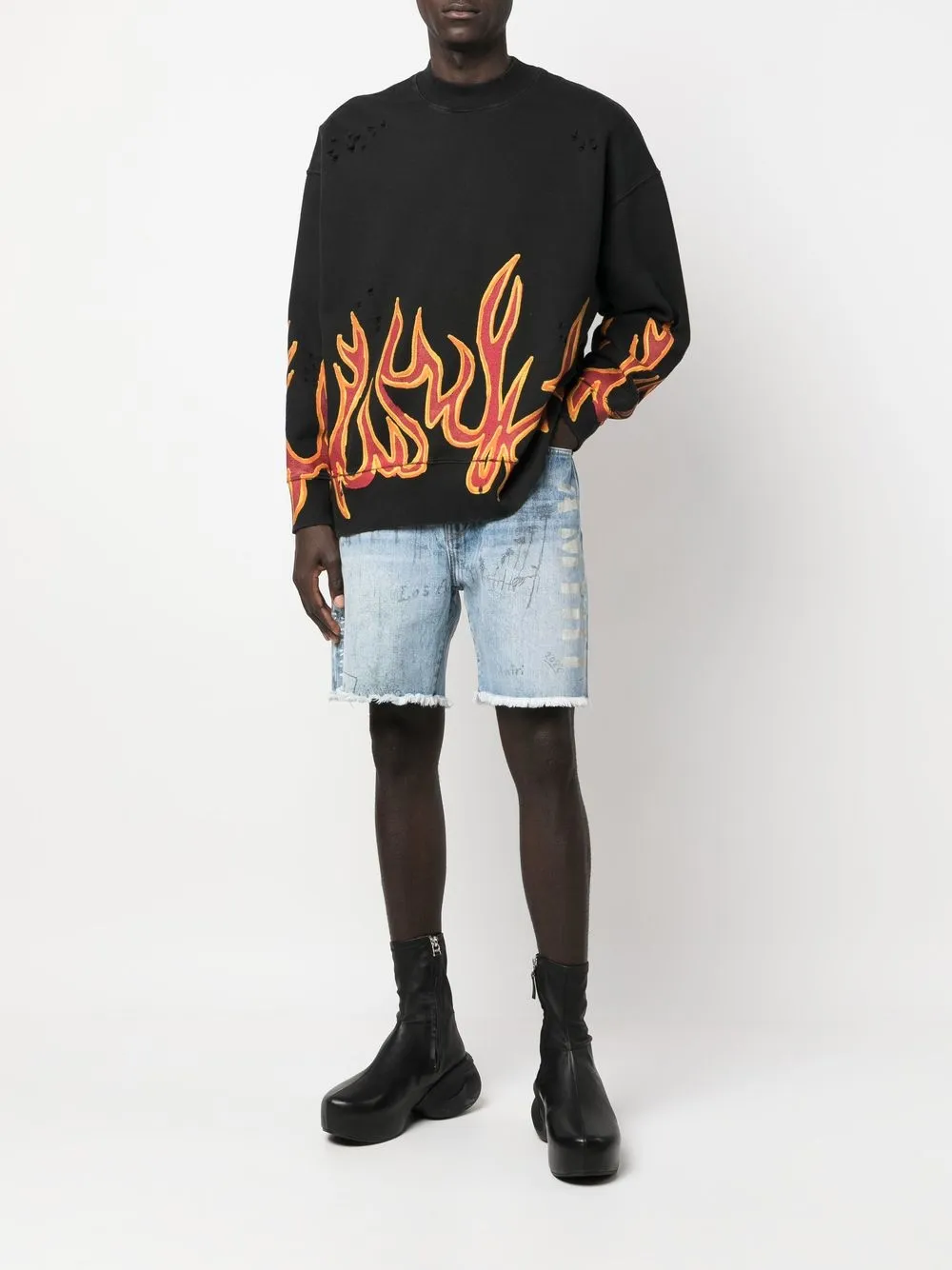  Amiri Jeans Shorts Mit Logo Print   Blau 