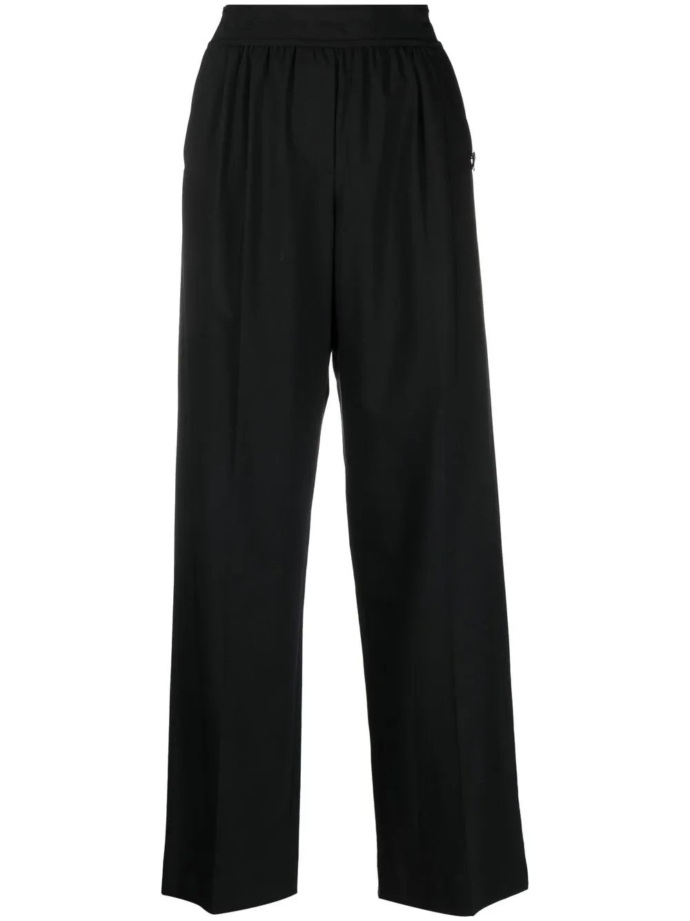 Krizia Straight-leg Wool-silk Blend Trousers In Black