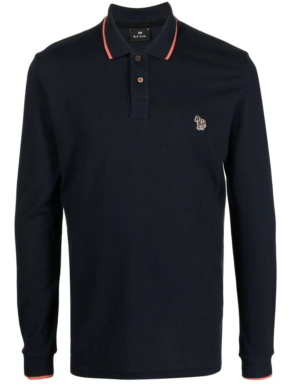 

PS Paul Smith zebra-patch long-sleeve polo shirt - Blue