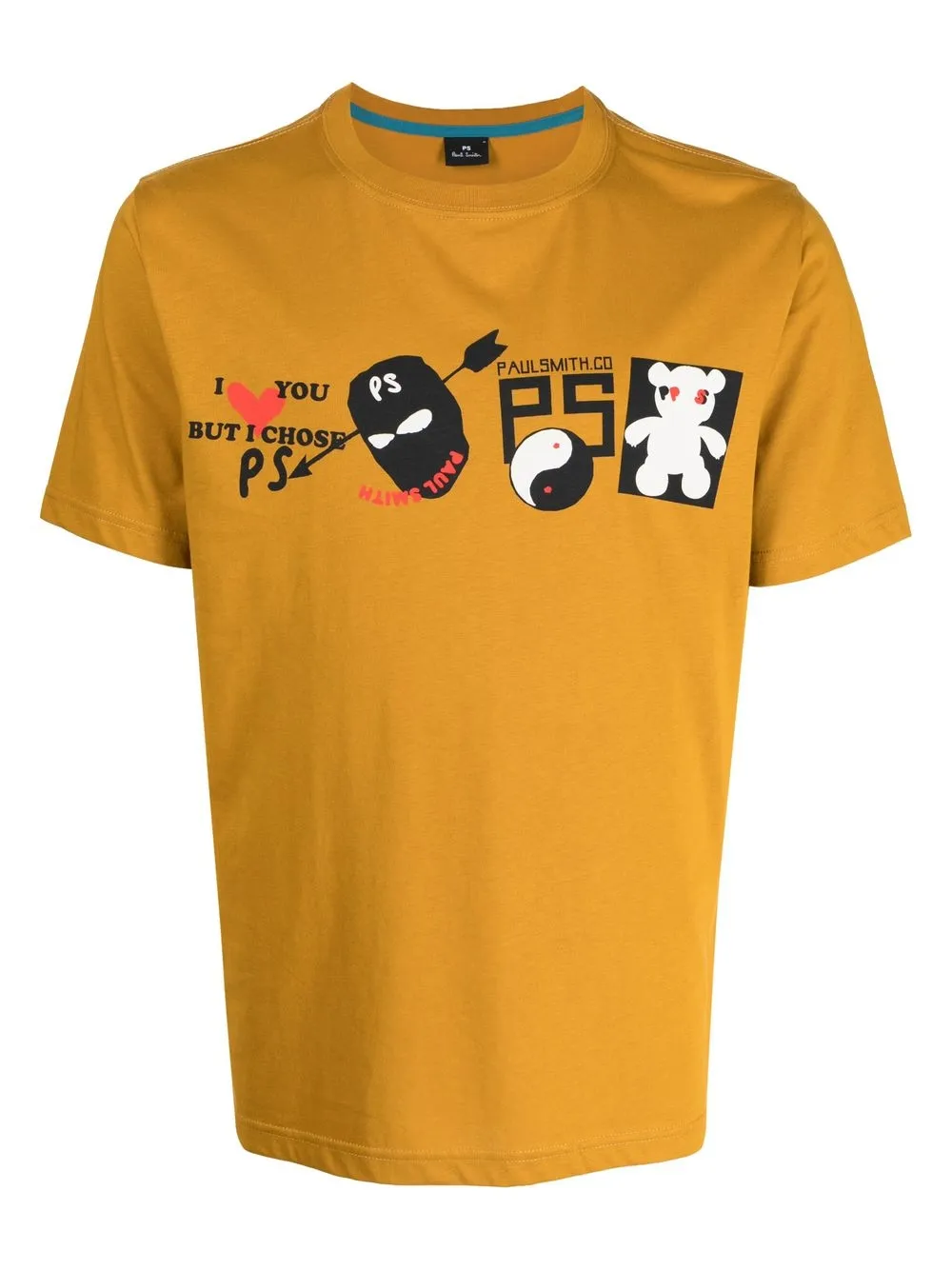 

PS Paul Smith Graphic Logo Line-Up organic-cotton T-shirt - Brown
