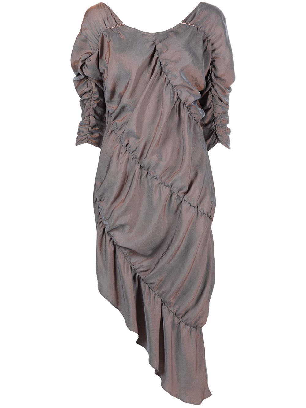 asymmetric metallic-finish dress