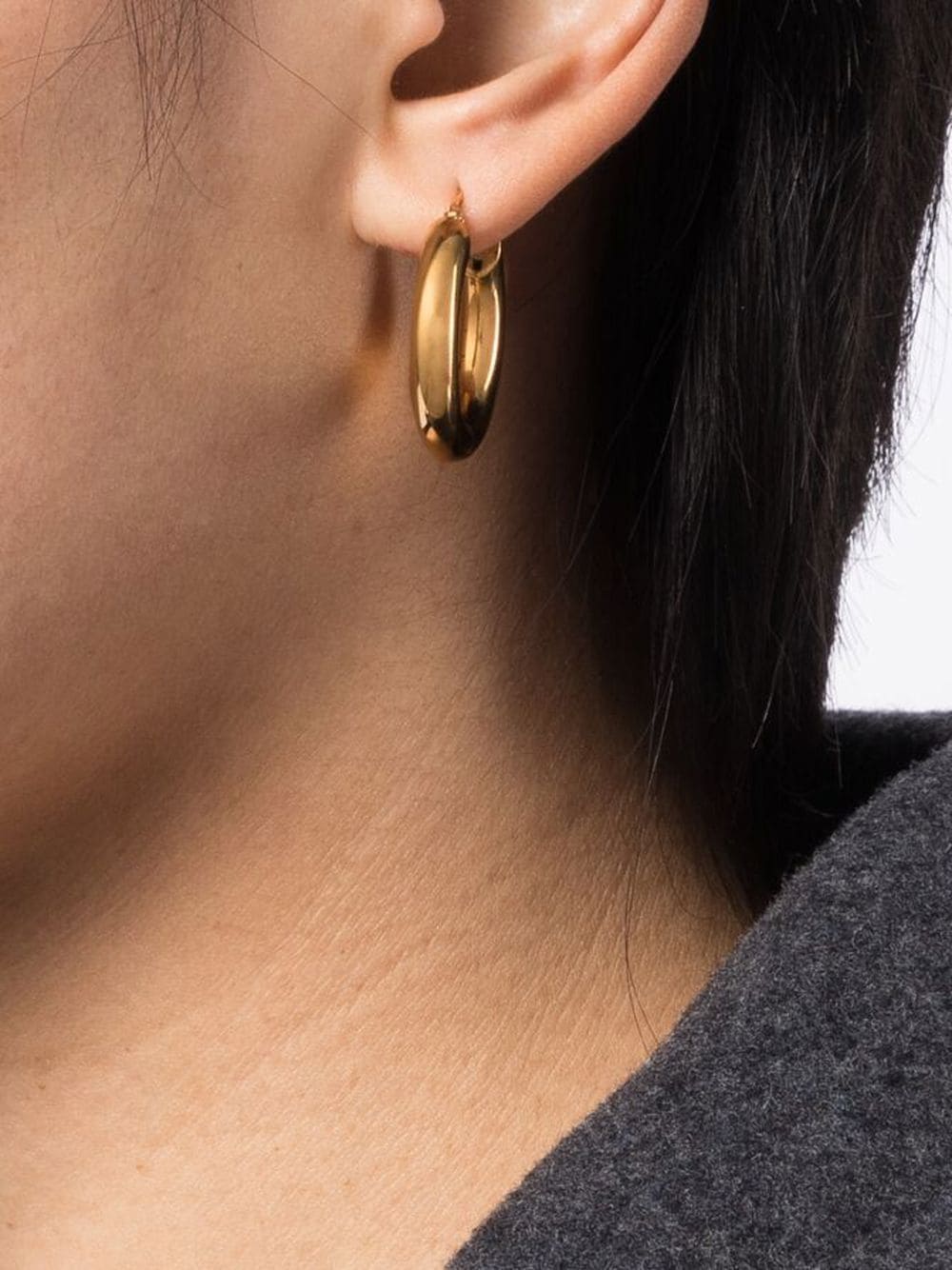 Shop Jil Sander Medium Hoop Earrings In Gold