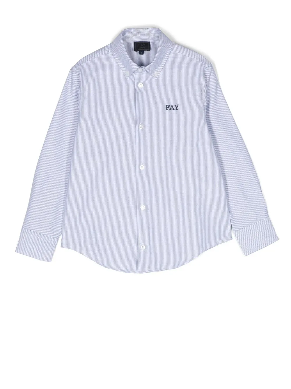 

Fay Kids camisa con logo bordado y rayas diplomáticas estampadas - Azul