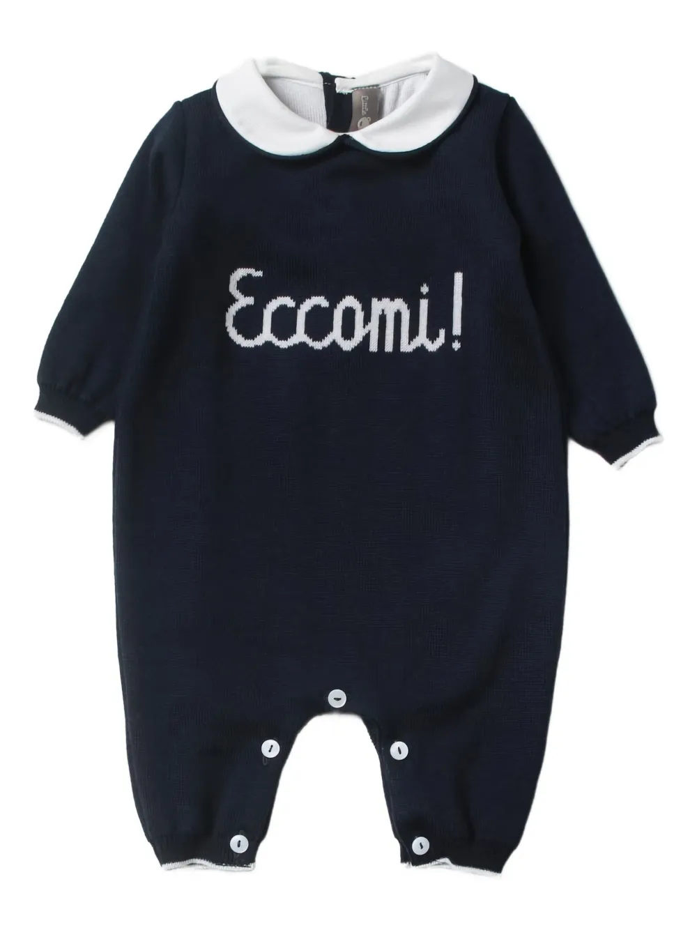 Little Bear peter-pan collar embroidered romper | Blue | Image 1