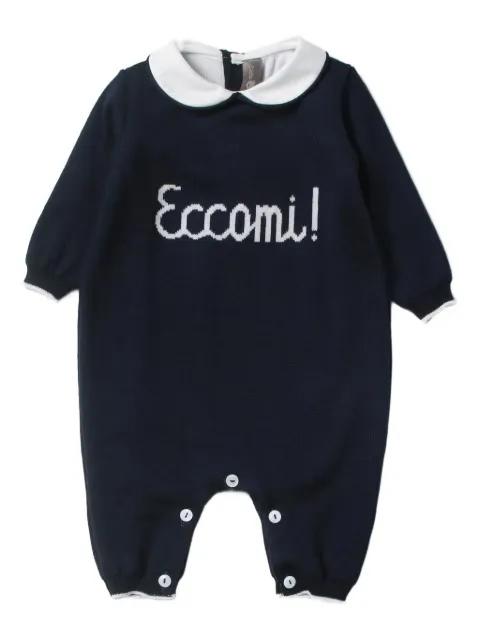 Little Bear peter-pan collar embroidered romper