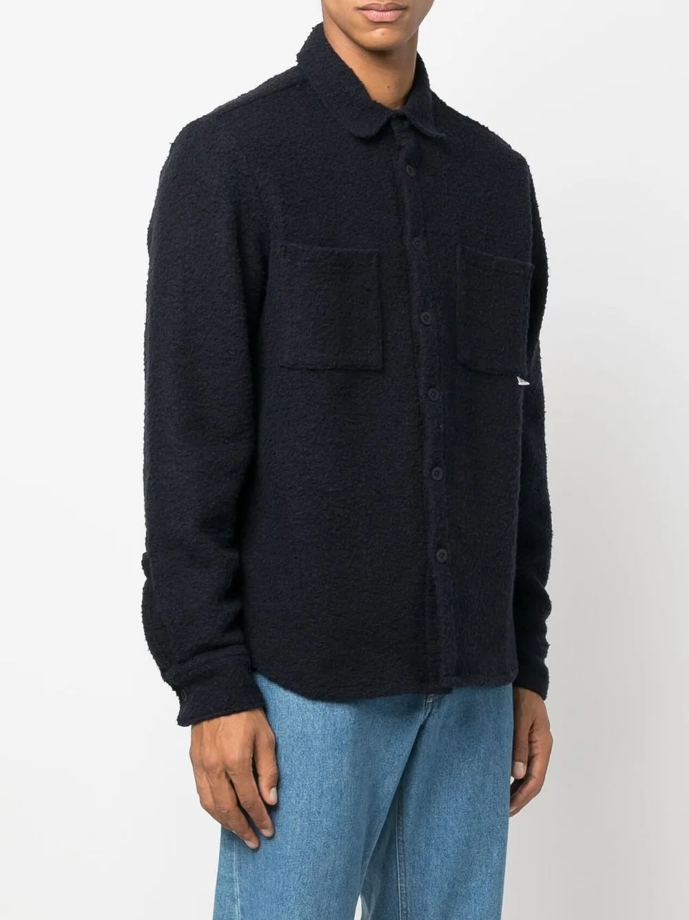 Shop Arte Bouclé Shirt Jacket In Blue