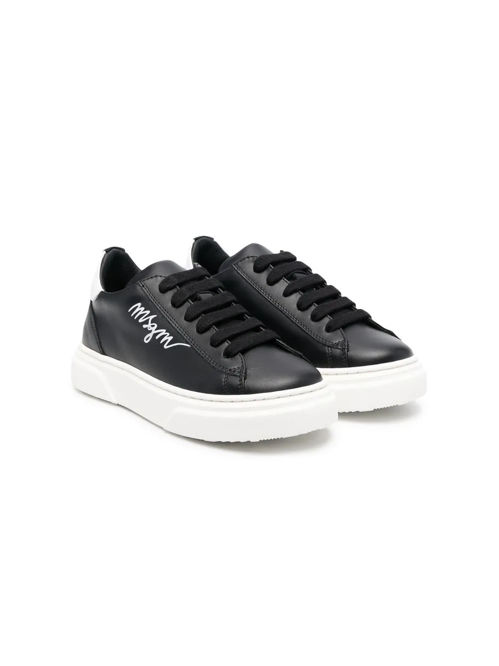 

MSGM Kids tenis bajos con logo estampado - Negro