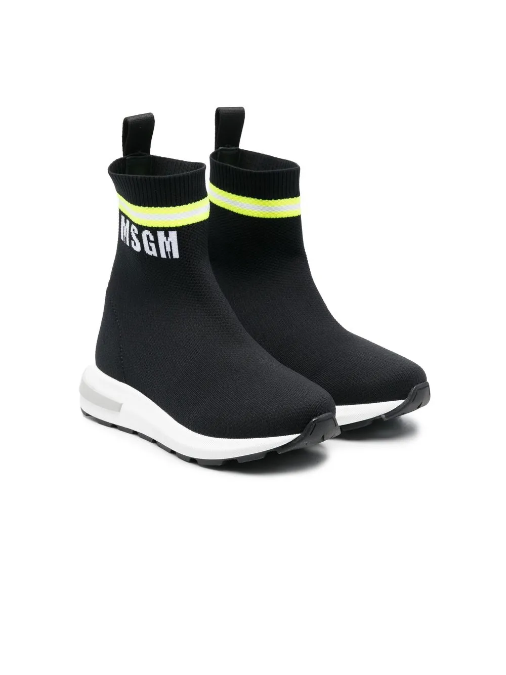 

MSGM Kids intarsia-knit high-top sneakers - Black