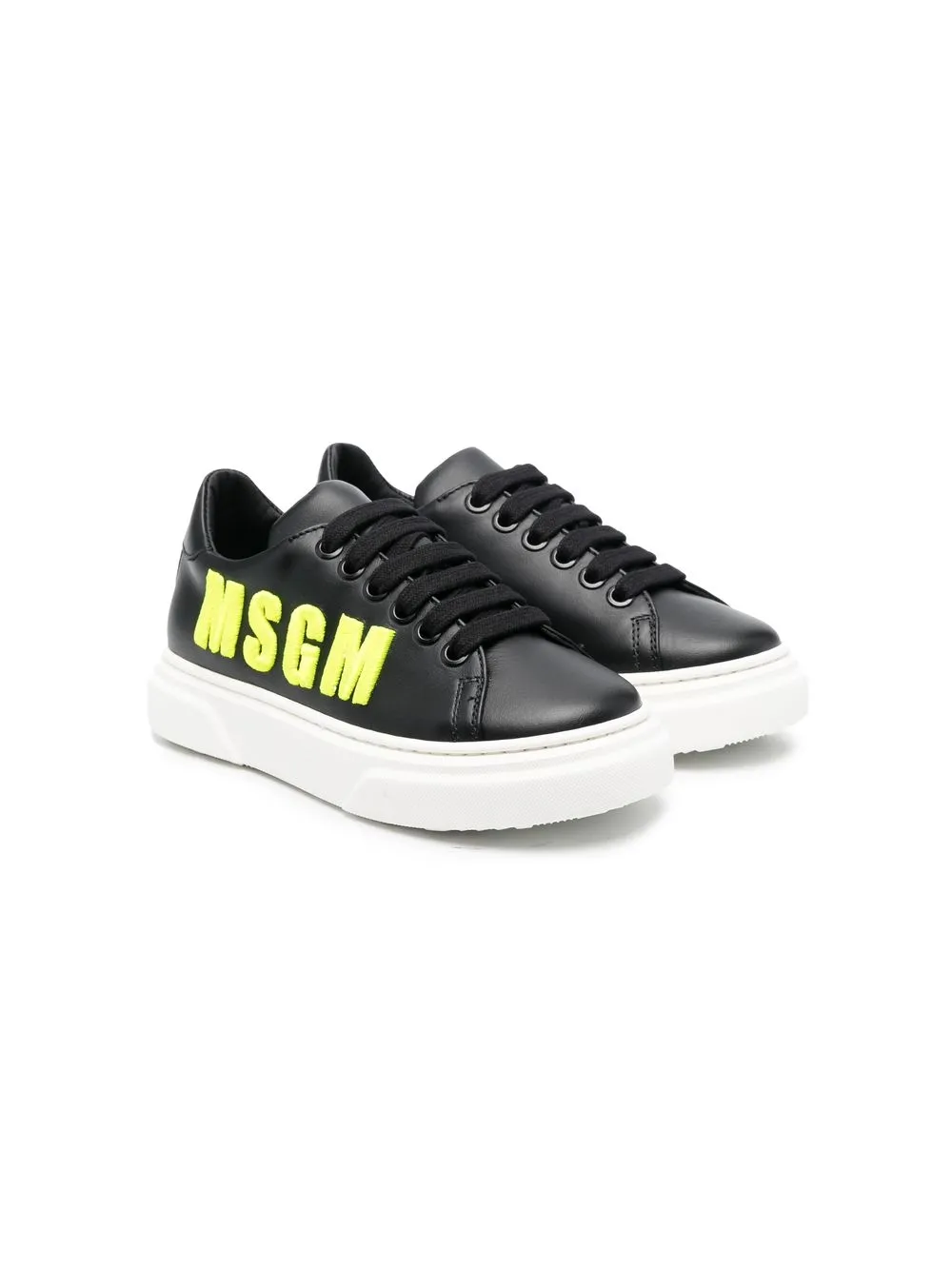 

MSGM Kids tenis bajos con logo estampado - Negro