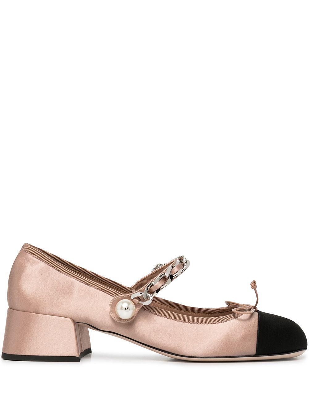 Miu Miu Two-tone Bow-detailed Pumps in White