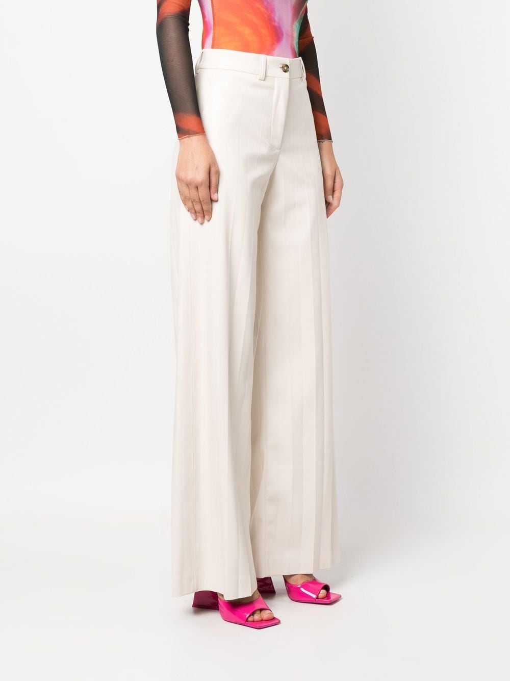 Shop Msgm High-waisted Straight-leg Trousers In Neutrals