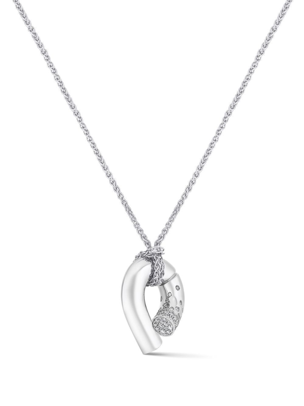 Shop Tabayer 18kt White Gold Oera Diamond Pendant Necklace In Silver
