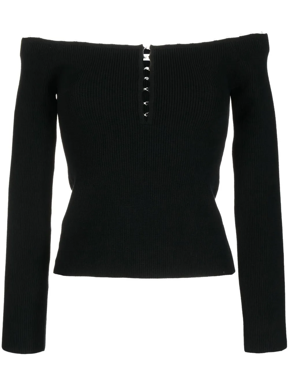 

Helmut Lang top de canalé con hombros descubiertos - Negro